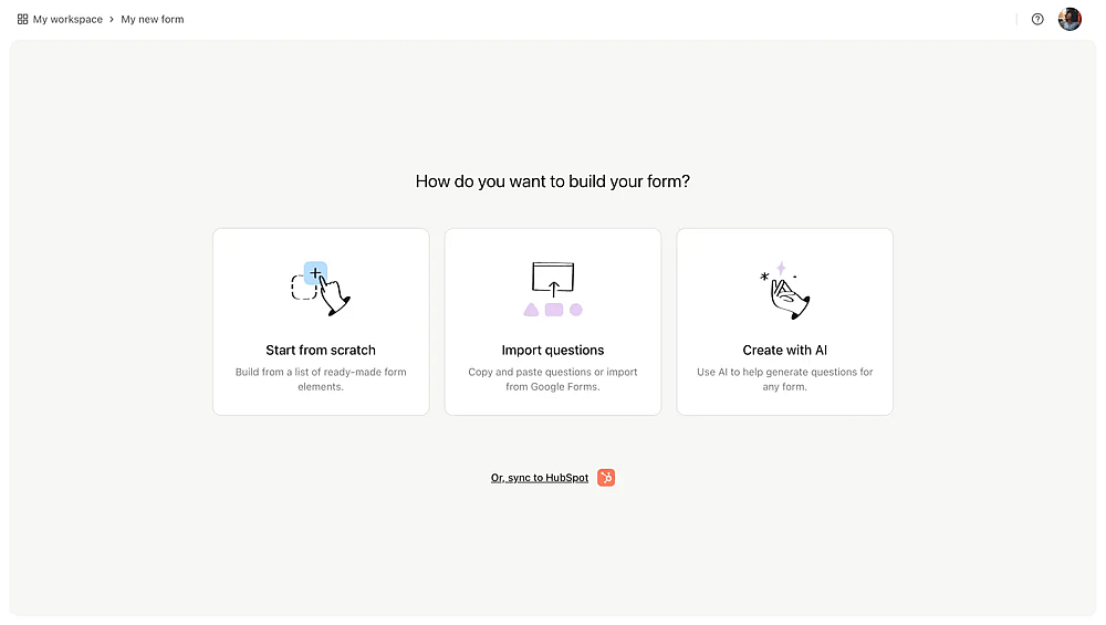 Select a beginning option