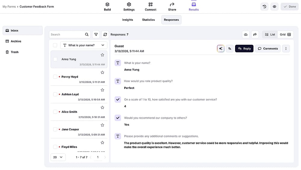 Der Reiter Antworten auf forms.app