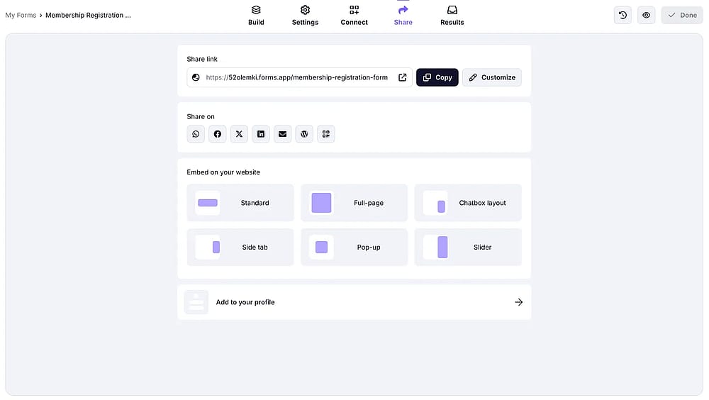 An image showing how you can access the “Share” section to check all the sharing options