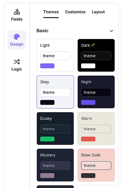 An image showing how you can access the “Themes” menu from the “Design” section