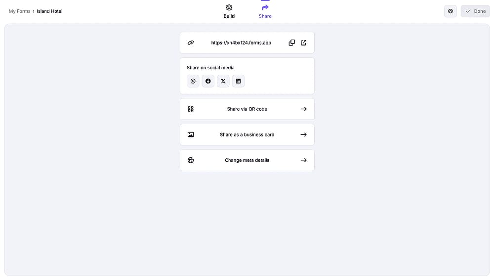 An image showing the sharing options you have when you access the “Share” tab