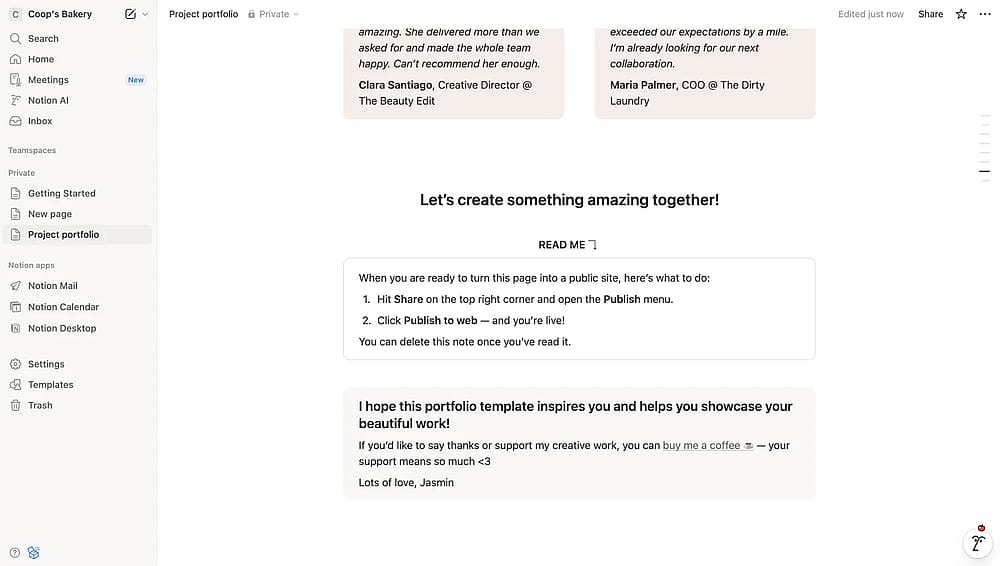 An image showing a “Notion” page where you are going to embed your form