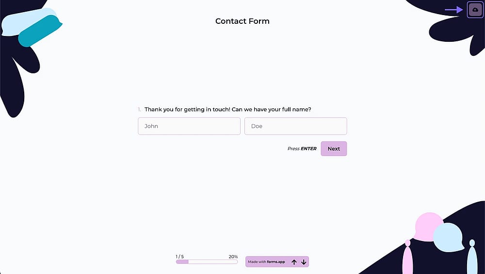 An image showing the Save icon that will appear once you enable the “Allow respondents to save their responses as drafts” option