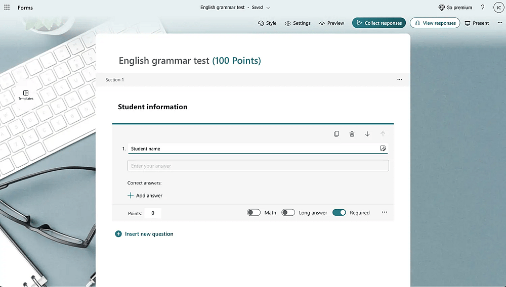 Add/Customize the questions