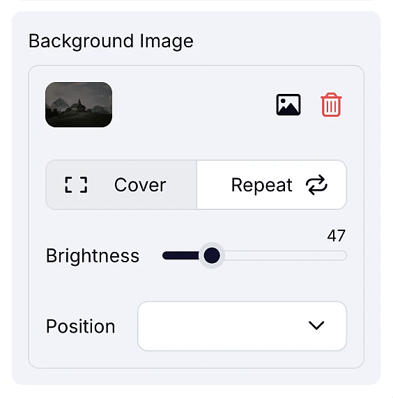 An image showing the settings area from the left menu where you can adjust your background picture