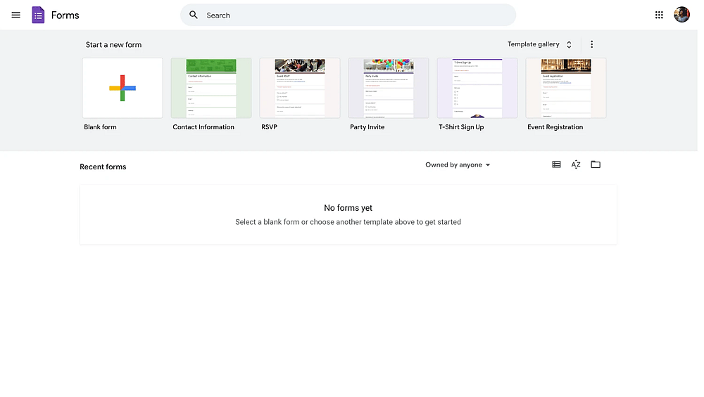 Öffnen Sie Google Forms, um zu beginnen