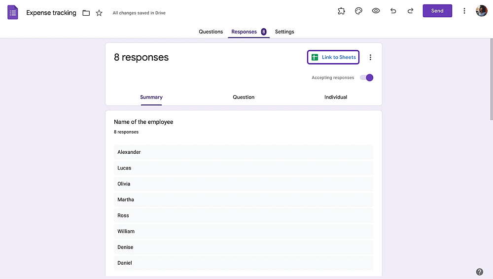 Verknüpfen Sie Ihr Google-Formular mit Google Sheets