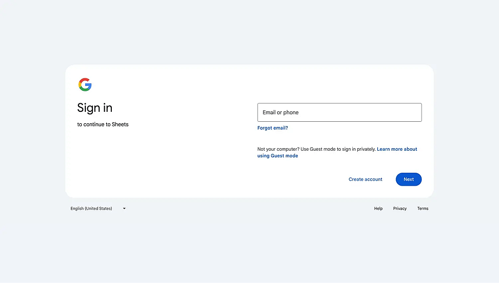 Log into your Google account