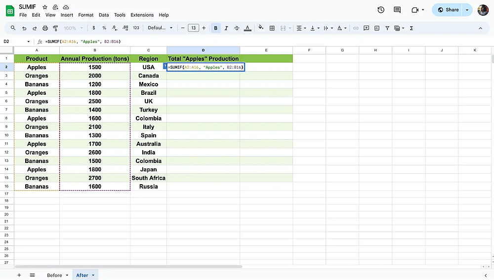 Choose a cell to type the formula