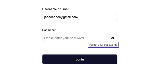 An image showing the Forgot Password button