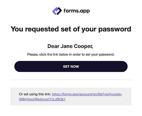 An image showing an example email message for your password reset