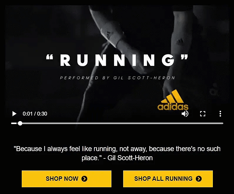 Adidas'tan bir e-posta örneği