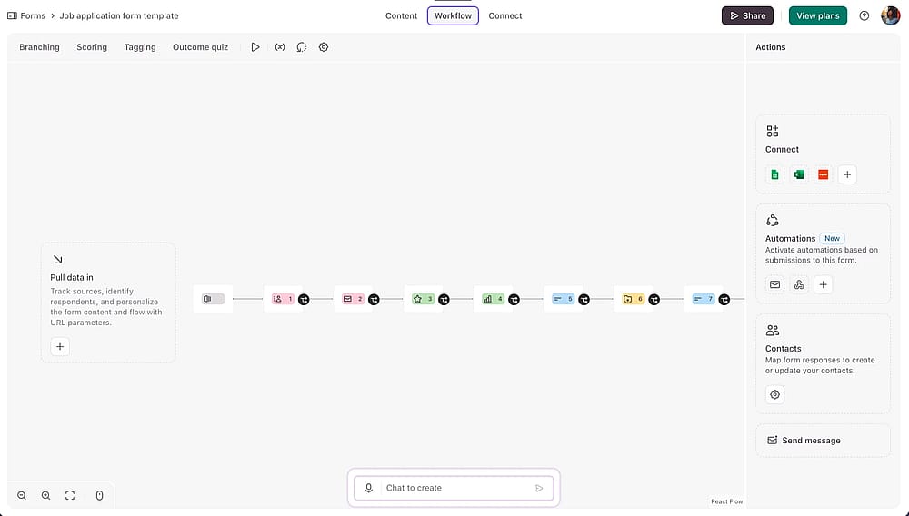 Head to the ‘Workflow’ tab to set up branching logic