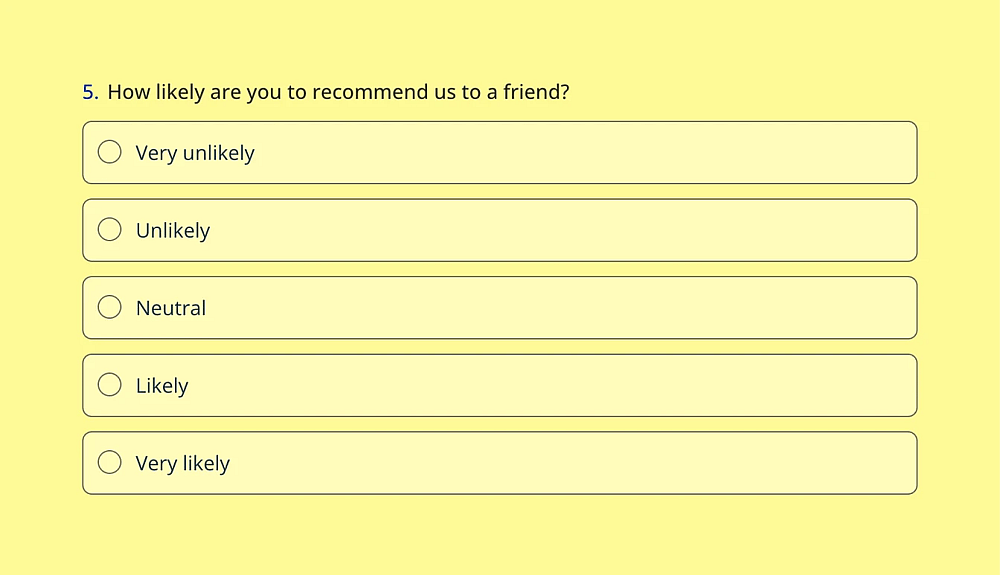 Use the ‘Single Selection’ to create a scale question