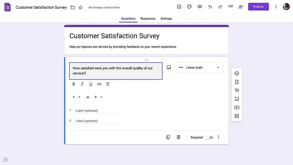 Writing a question on a Google Form