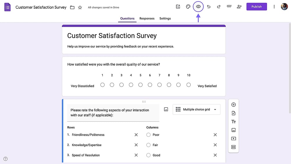 Adding labels to a linear scale question in a Google Form