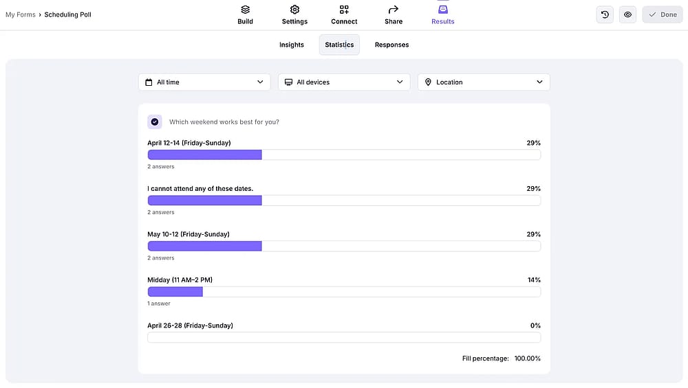 Viewing poll results on forms.app