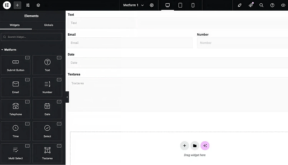 Workspace of MetForm
