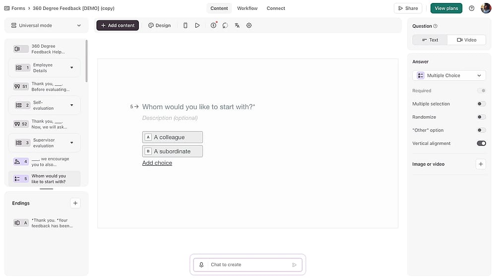 Workspace of Typeform