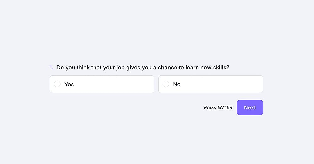 A poll question about employee satisfaction