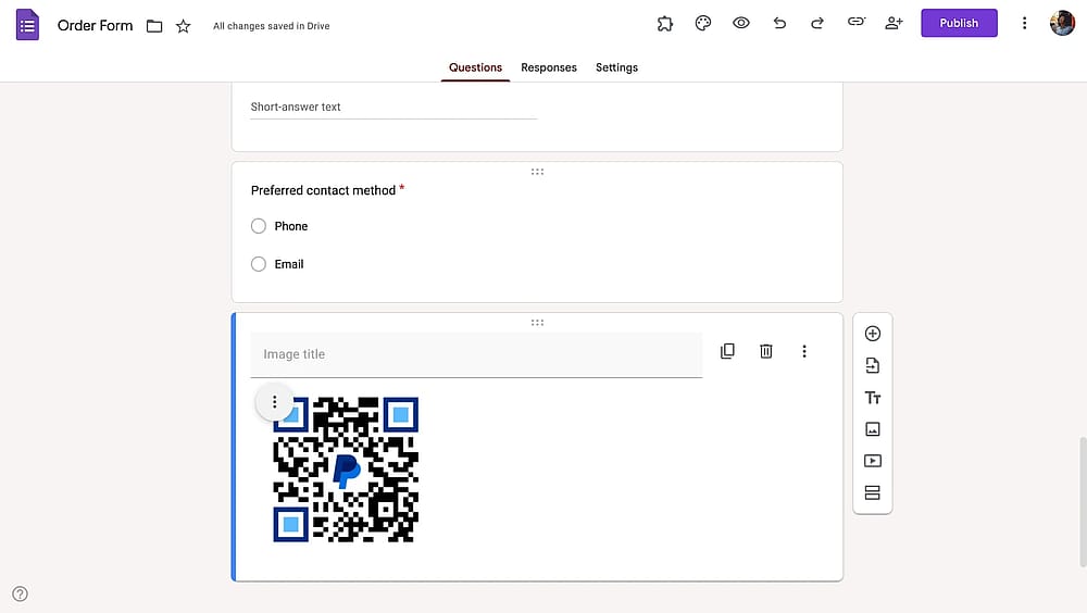 Hinzufügen eines QR-Codes zu einem Google Formular für Zahlungen