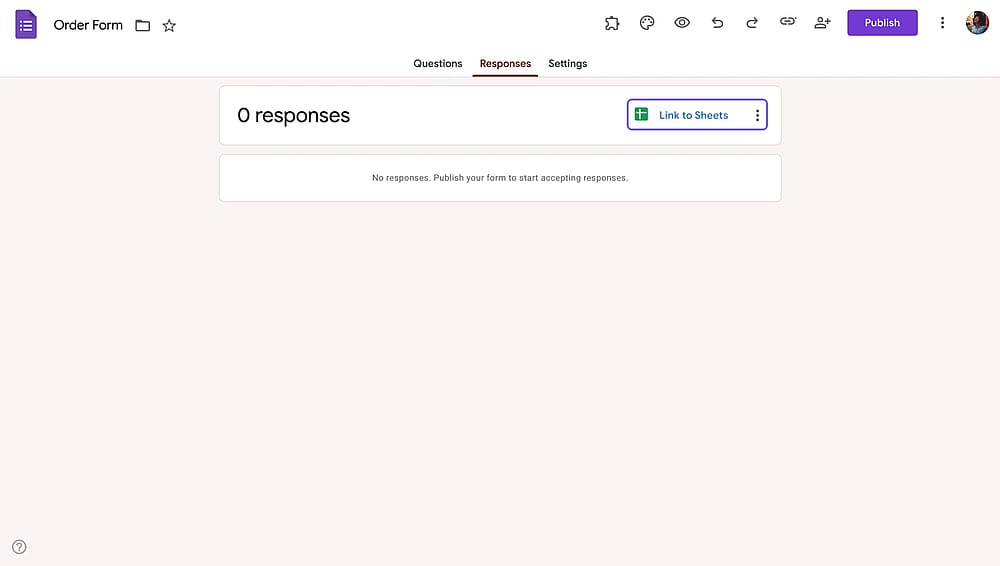 “Link zum Tabellenblatt” Option auf Google Forms