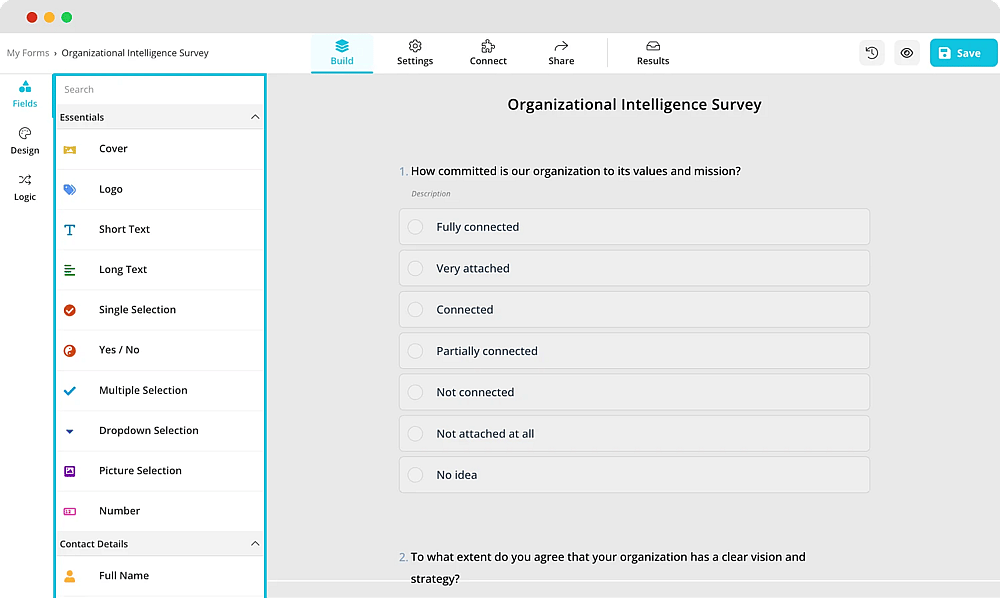 Add your own survey questions