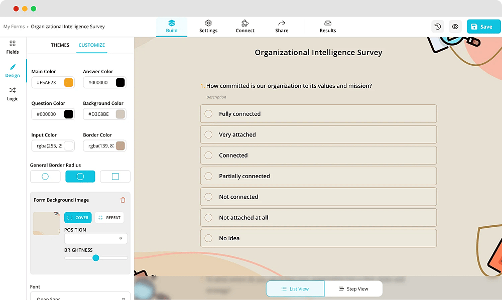 Change the design of your survey