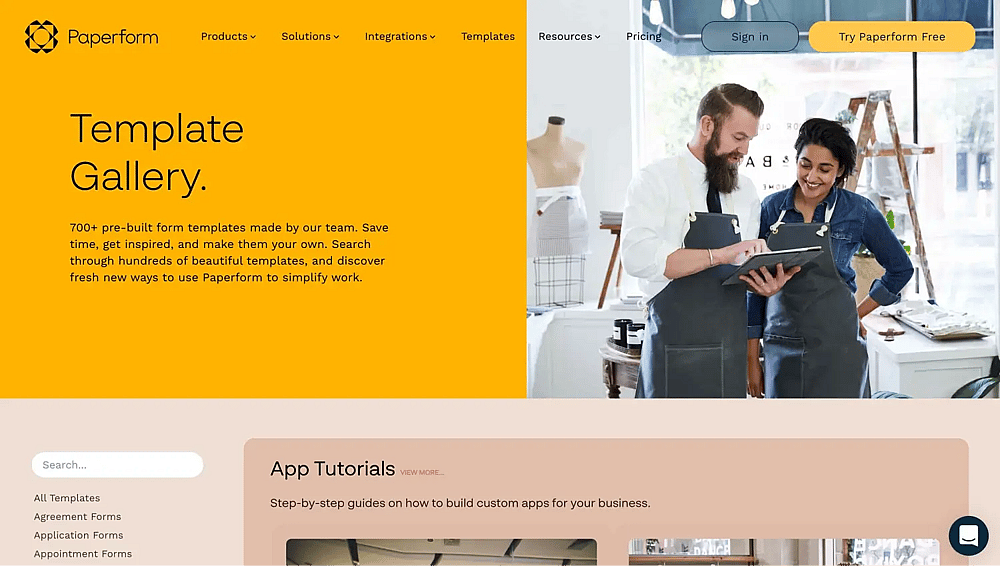 Galeria de modelos do Paperform