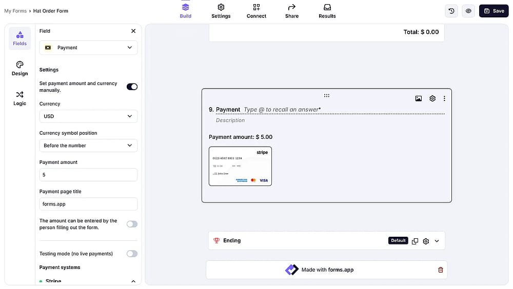 Customize the payment field