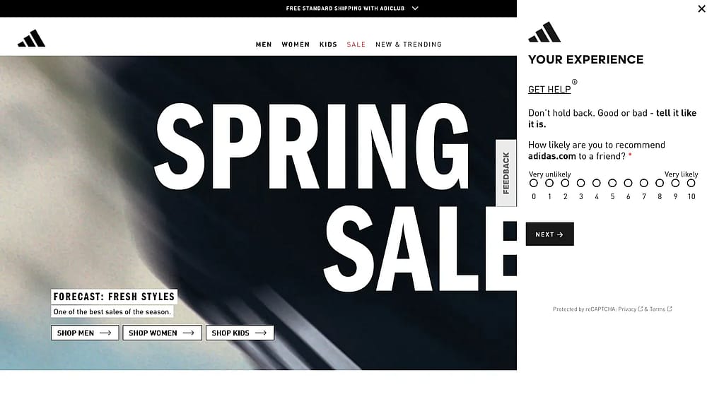 Adidas feedback example