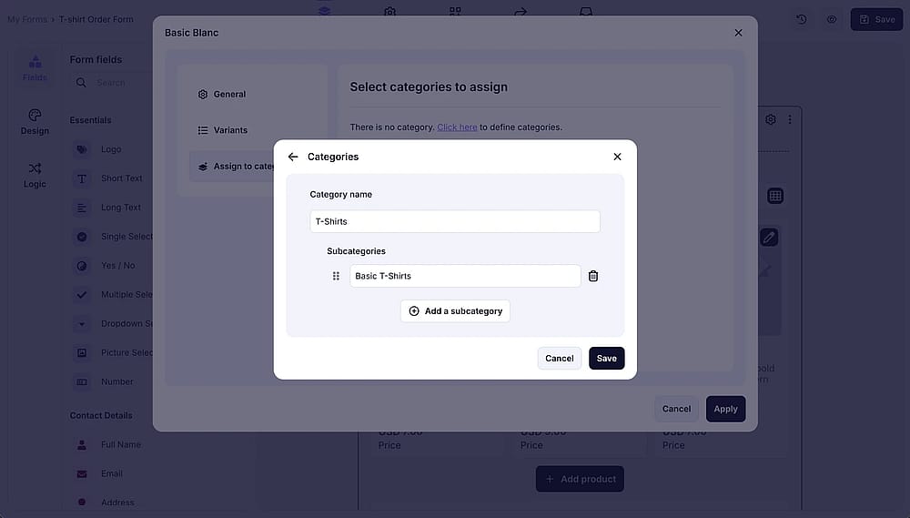 An image showing the “Category” section, where you can assign your item to the particular category you created