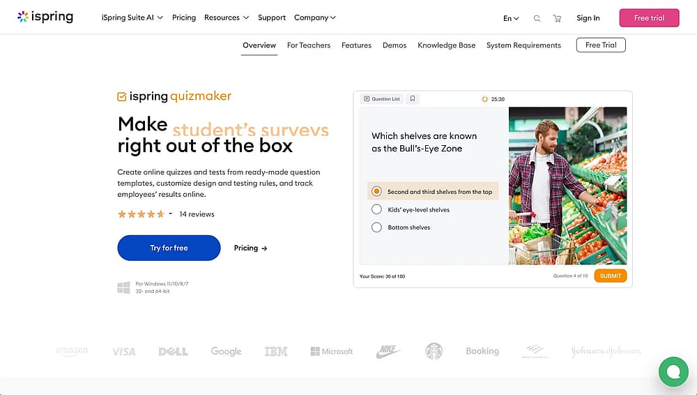 Homepage of iSpring Quizmaker