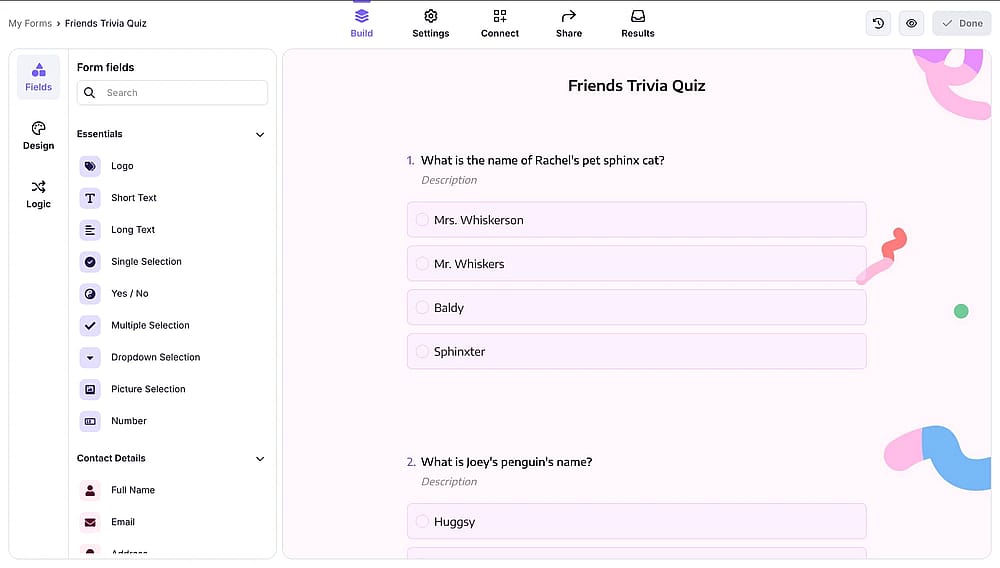 Workspace of forms.app