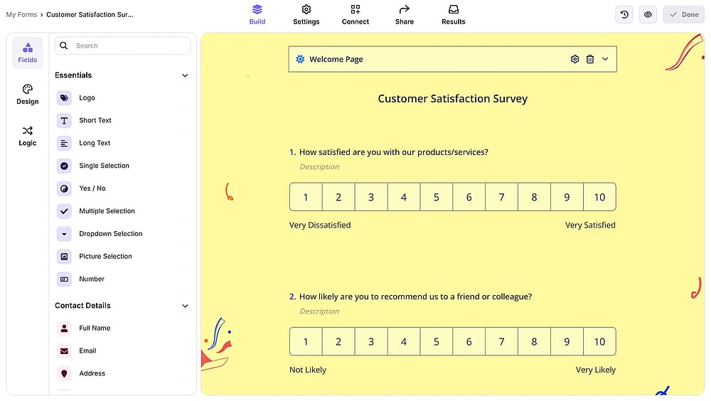 An image showing how to access the form and stay in the “Build” section