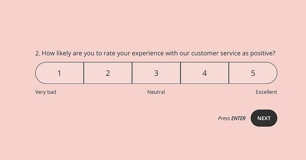A rating question example for customer service