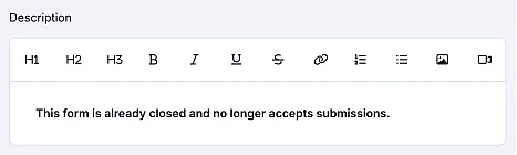 An image showing the description area, which you can customize for your users