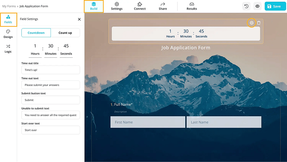 Customize the timer settings