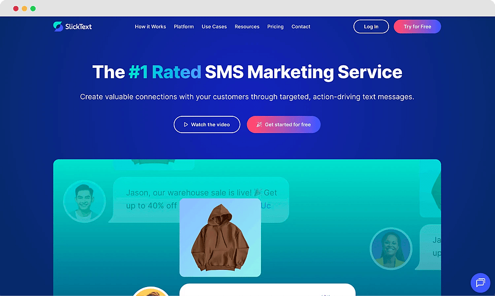 The homepage of SlickText