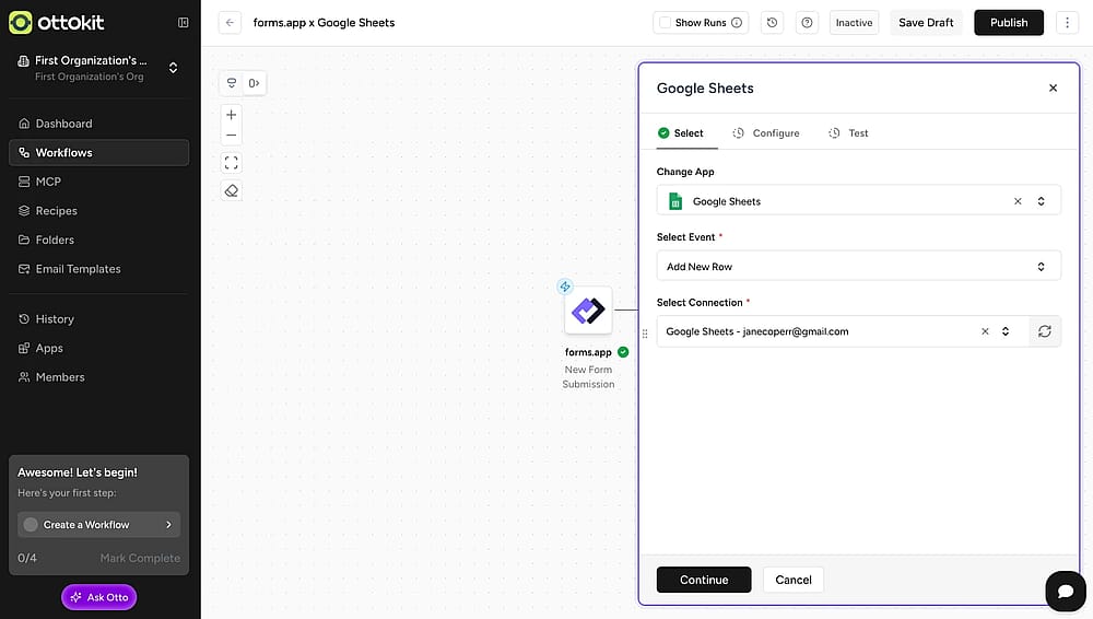 An image showing all the tools appearing from the menu, where you can select the needed platform for connection