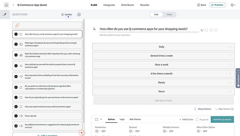 Workspace of SurveySparrow