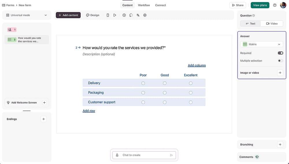 Adjust question settings and publish your form