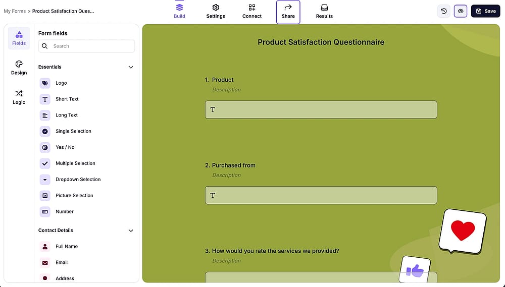Preview your form and publish it by using different sharing options