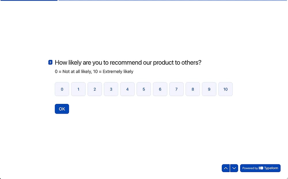 An example of the Typeform “Opinion Scale” field