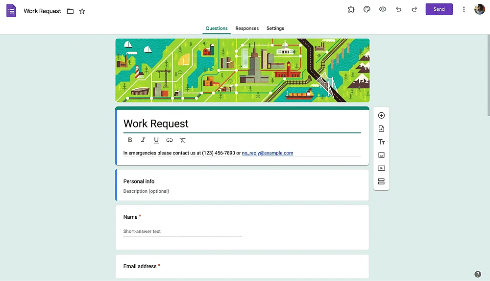 Google Forms work request form