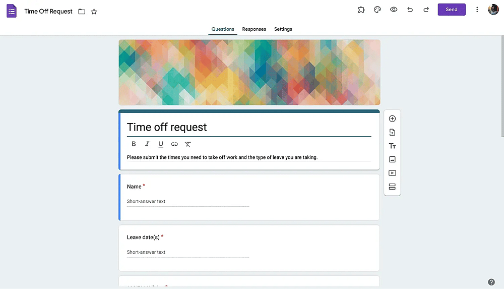 Google Forms time off request form