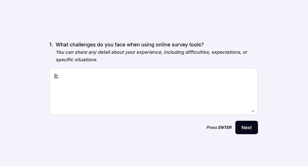 An open questionnaire sample