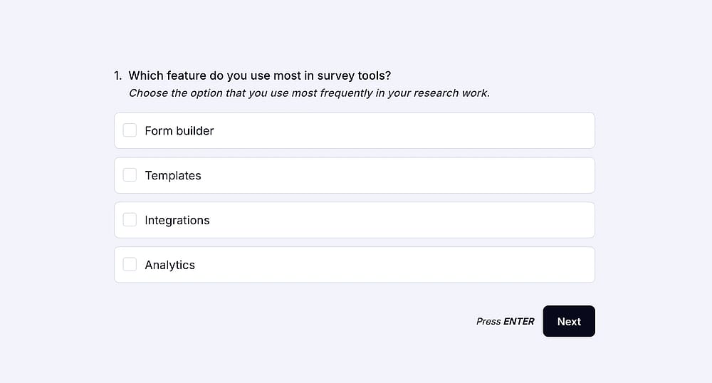 A multiple-choice questionnaire sample