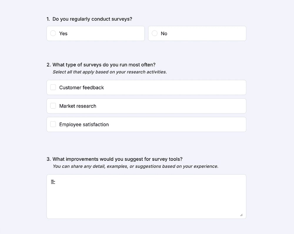 A mixed questionnaire sample
