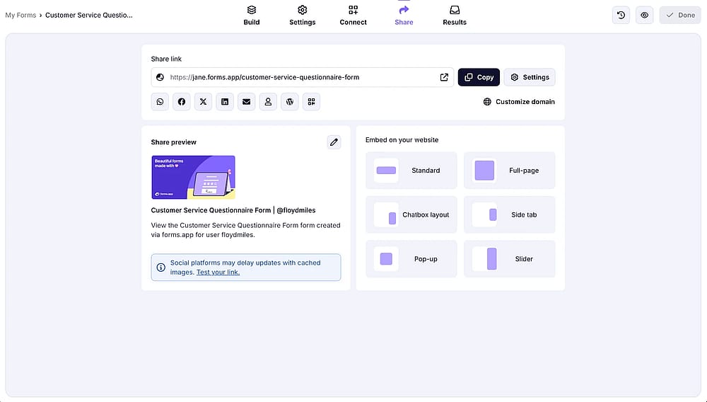 Test & Share your questionnaire